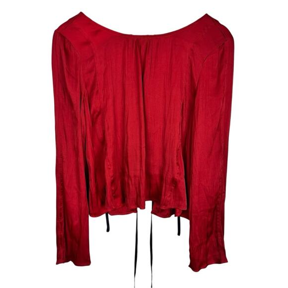 NWT Free People Arabella Satin Rubies Red Tie Back Blouse Sz XS Party Going Out - Picture 5 of 14